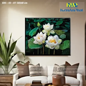 Mẫu in canvas hoa sen, mẫu tranh hoa sen canvas theo yêu cầu