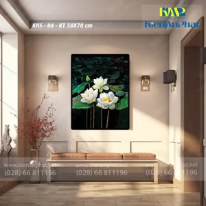 Mẫu in canvas hoa sen, mẫu tranh hoa sen canvas giá rẻ