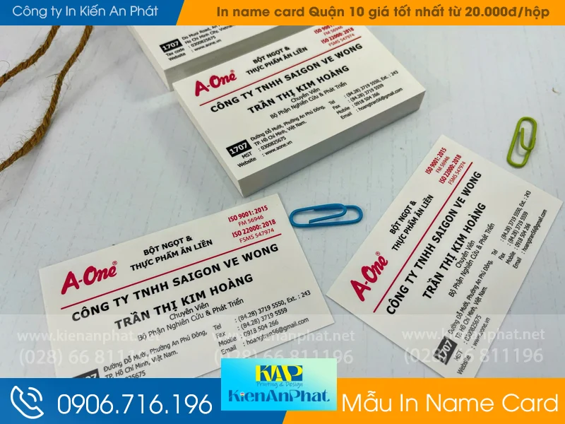 Xưởng in name card quận 10 giá tốt nhất từ 20.000đ/hộp