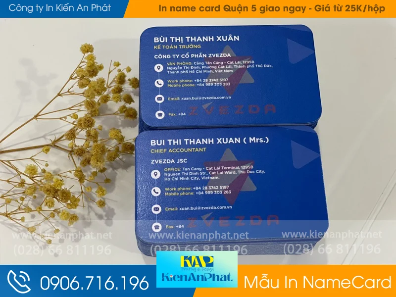 Xưởng in name card quận 5 giao ngay, giá từ 25.000đ/hộp